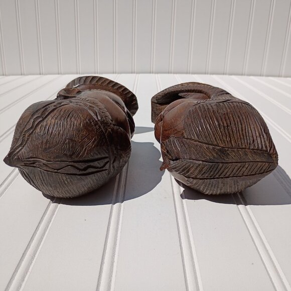 Tribal Face Sculptures Bookends Ironwood Statues Native African Hand Carved MCM - Picture 7 of 11